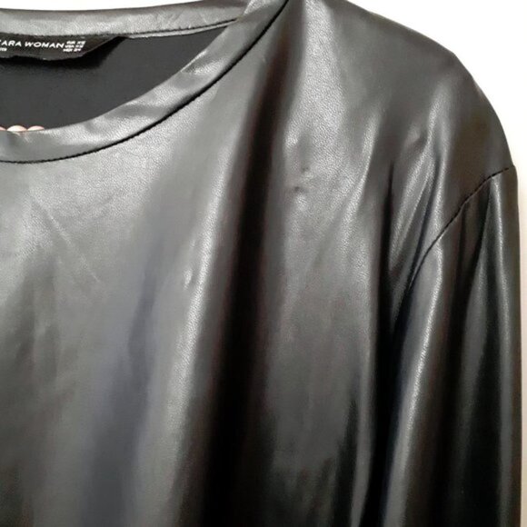 Preloved Zara black faux leather bell sleeve top, XS - Picture 8 of 9